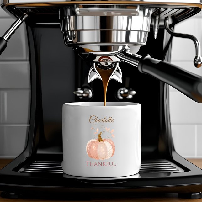 Personalized Thanksgiving – Fall Pumpkin Thankful  Espresso Cup (Creator Uploaded)
