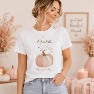 Personalized Thanksgiving – Fall Pumpkin Thankful T-Shirt