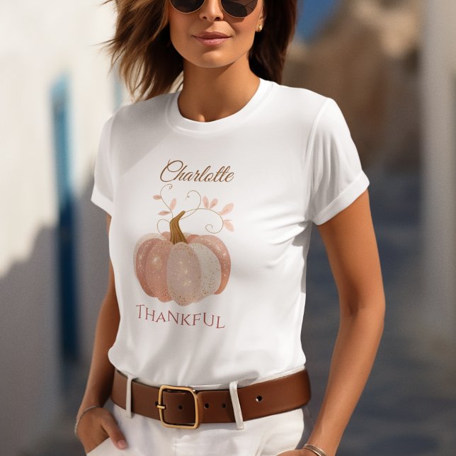 Personalized Thanksgiving – Fall Pumpkin Thankful  T-Shirt (Creator Uploaded)