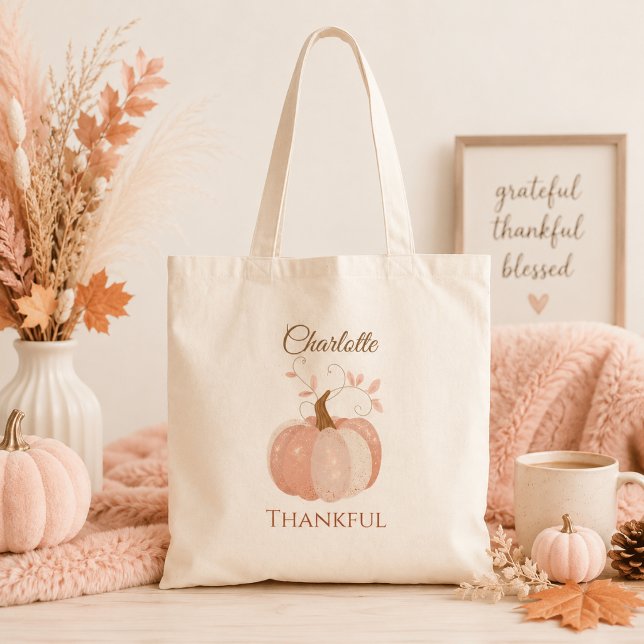 Personalized Thanksgiving – Fall Pumpkin Thankful  Tote Bag (Creator Uploaded)