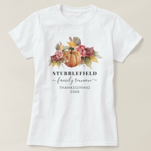 Personalized Thanksgiving Family Reunion Pumpkin T_Shirt