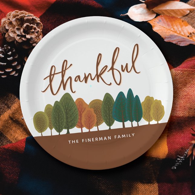 Personalized Thanksgiving Feast Thankful Autumn  Paper Plates (Creator Uploaded)