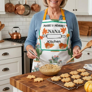 Personalized Thanksgiving Nana Apron Fall Cactus
