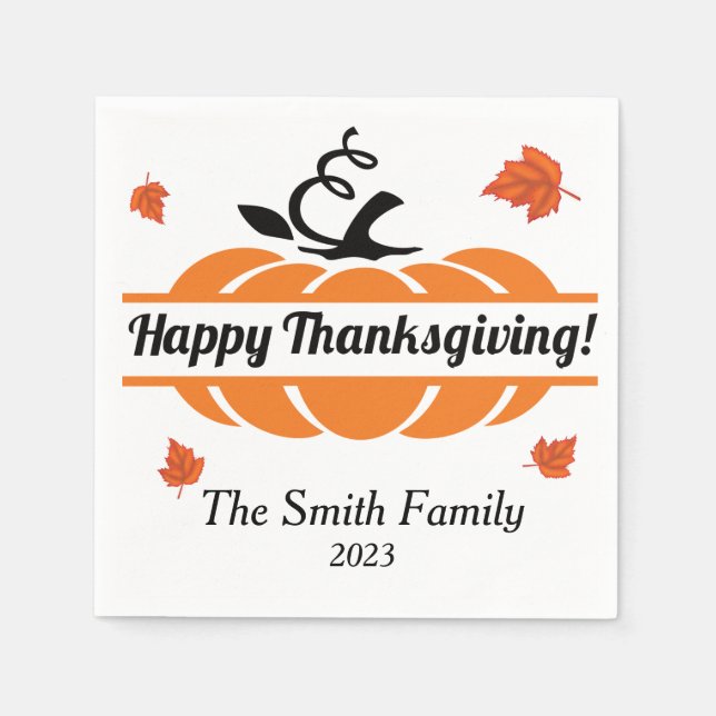 Personalized Thanksgiving Napkins  (Front)
