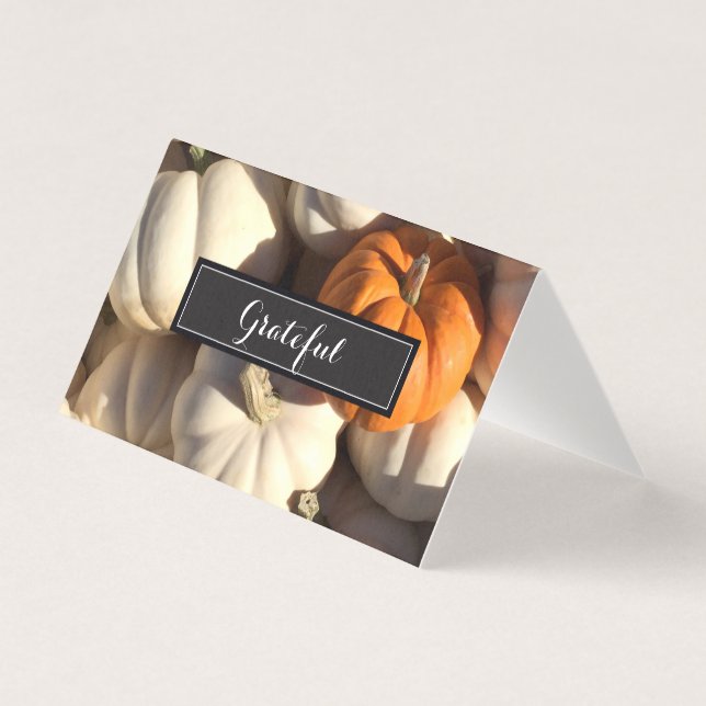 Personalized thanksgiving place cards - Grateful (Front)