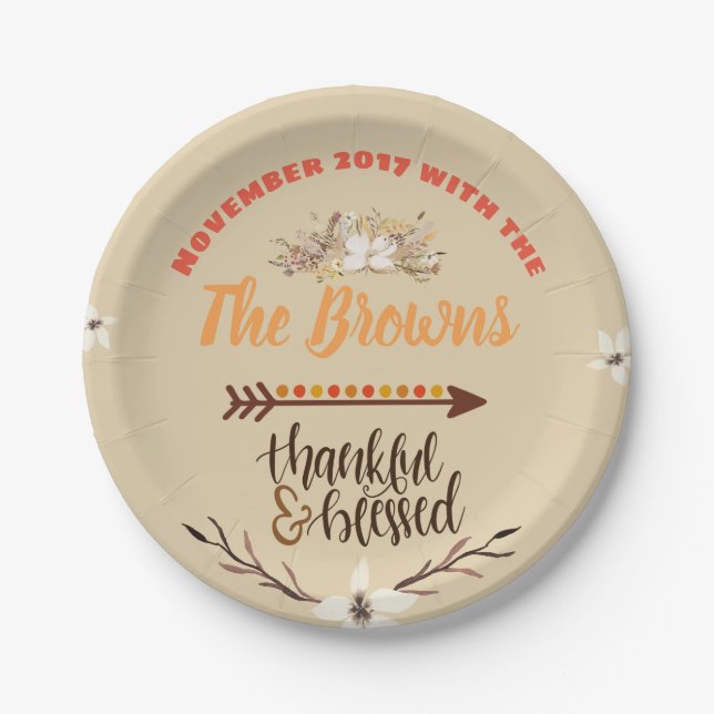 Personalized Thanksgiving  Plates (Front)