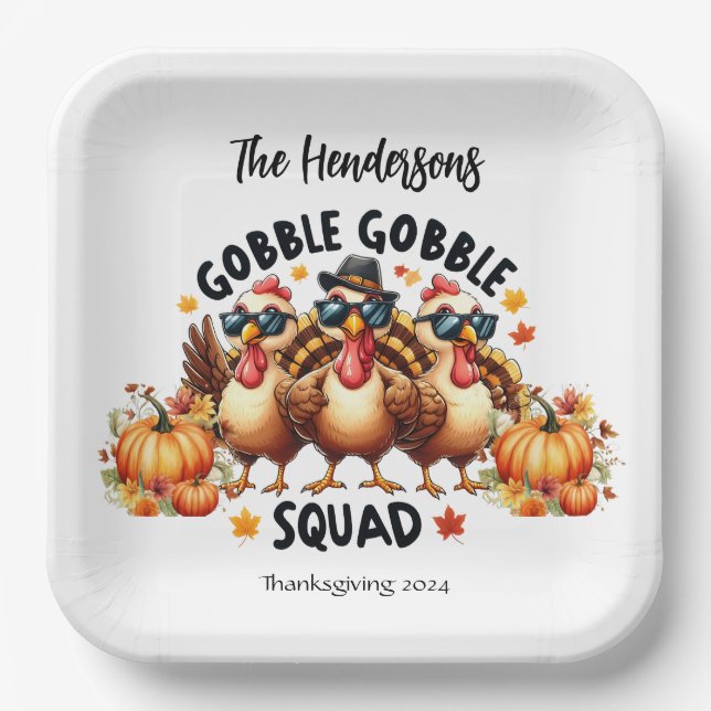 Personalized Thanksgiving Plates 9" (Front)
