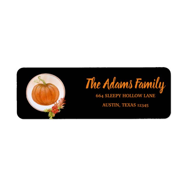 Personalized Thanksgiving Pumpkin Holiday Label (Front)
