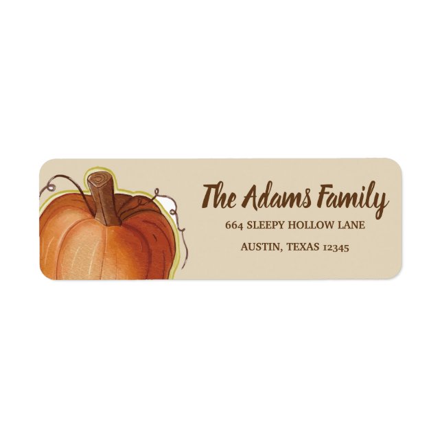 Personalized Thanksgiving Pumpkin Holiday Label (Front)