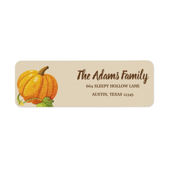 Personalized Thanksgiving Pumpkin Holiday Label (Front)