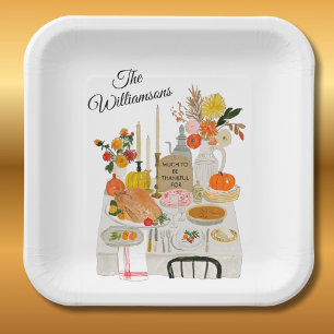 PERSONALIZED THANKSGIVING TABLE PAPER PLATES