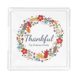 Personalized Thanksgiving Thankful Fall  Acrylic Tray