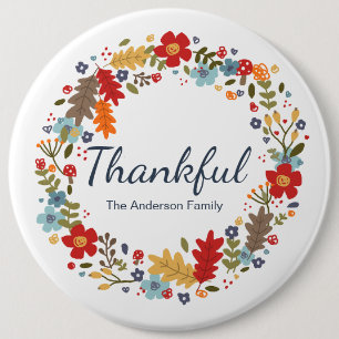 Personalized Thanksgiving Thankful Fall Button