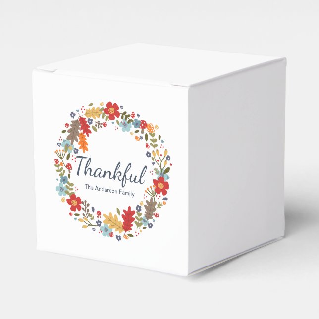 Personalized Thanksgiving Thankful Fall  Favor Boxes (Front Side)