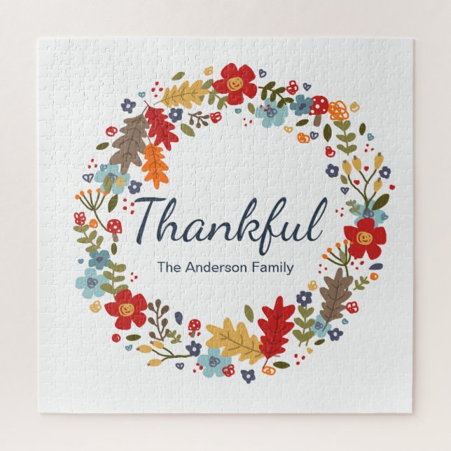 Personalized Thanksgiving Thankful Fall  Jigsaw Puzzle (Vertical)