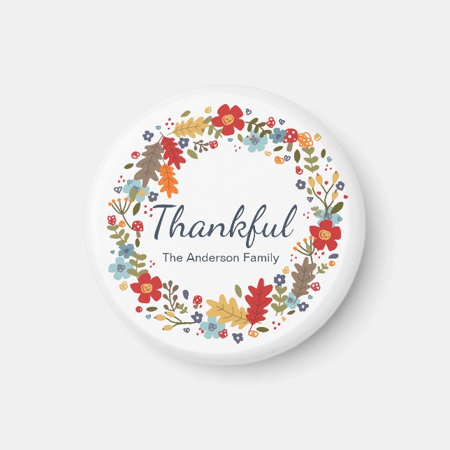 Personalized Thanksgiving Thankful Fall  Magnet (Front)