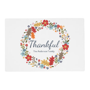 Personalized Thanksgiving Thankful Fall Placemat