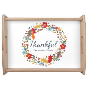 Personalized Thanksgiving Thankful Fall Serving Tray