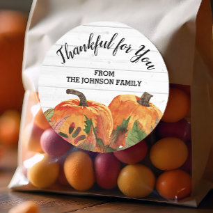 Personalized Thanksgiving Thankful for You Classic Round Sticker