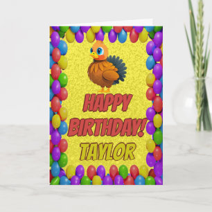 Personalized Thanksgiving Turkey Birthday Card