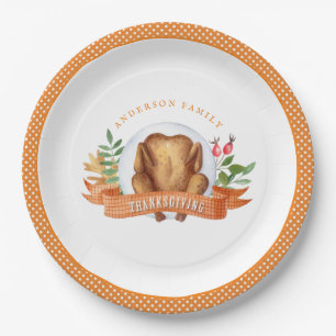 Personalized Thanksgiving Turkey Dinner Paper Pla Plates