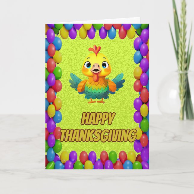 Personalized Thanksgiving Turkey Greeting Card (Front)