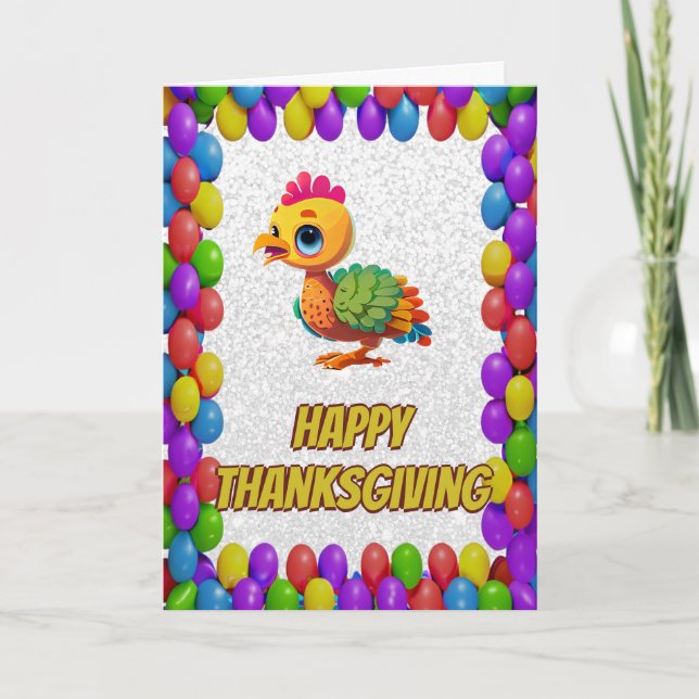 Personalized Thanksgiving Turkey Greeting Card (Front)