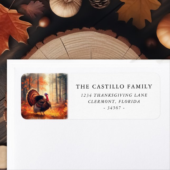 Personalized Thanksgiving Turkey in the Forest Label (Creator Uploaded)