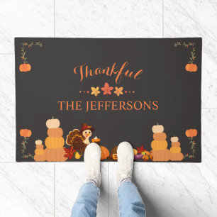 Personalized Thanksgiving with Family Name Doormat