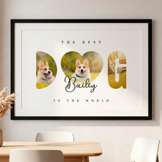 Personalized The Best DOG 3 Photo Collage Poster (The Best Dog Photo Collage Poster)