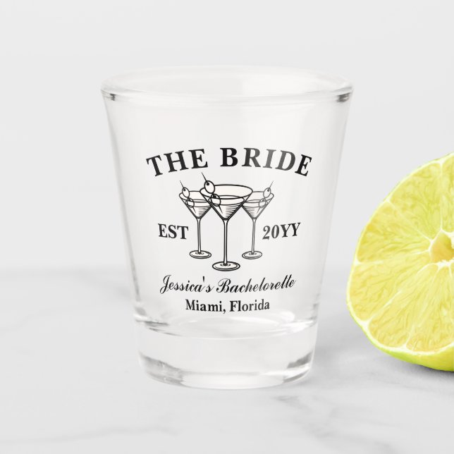 Personalized The Bride Luxury Bachelorette Trip Shot Glass (Front)
