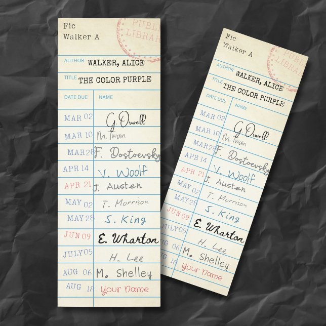 Personalized The Color Purple Library Card Bookmarks (Creator Uploaded)