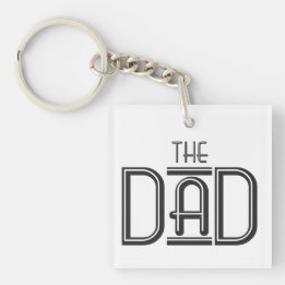 Personalized THE Dad Simple Black White Text Keychain