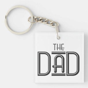 Personalized THE Dad Simple Black White Text Keychain