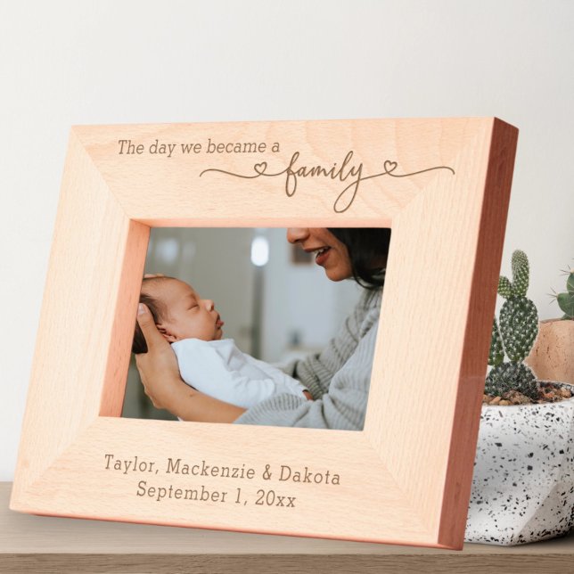 Personalized The Day We Became a Family Typography Engraved Frames (Personalized The Day We Became a Family Typography Engraved Frames by Ricaso. New born or adoption)