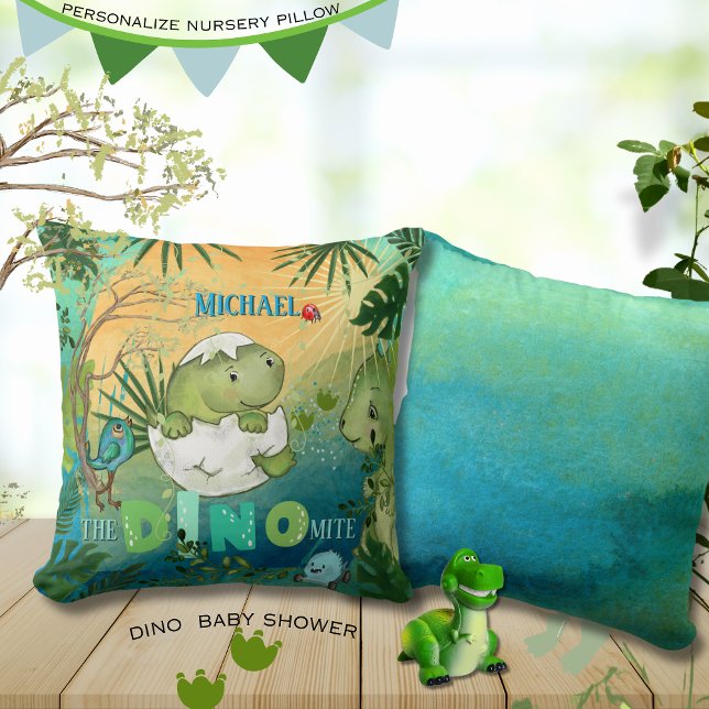 Personalized 'The Dino-Mite' Nursery Throw Pillow (Personalized 'The Dino-Mite' Nursery Throw)