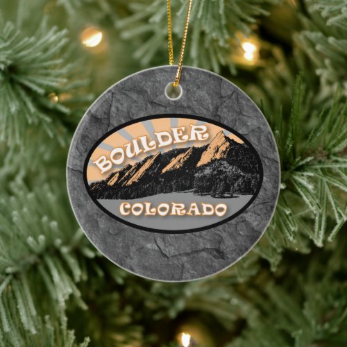 Personalized The Flatirons Boulder Colorado Ceramic Ornament