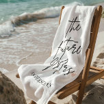 Personalized "The Future Mrs" Bridal Beach Towel |<br><div class="desc">Celebrate the bride-to-be in style with this elegant custom beach towel! Featuring the romantic phrase “The Future Mrs” in a chic script font and a customizable last name, this towel makes the perfect engagement, bridal shower, or bachelorette gift. Soft, sophisticated, and Insta-ready, it’s ideal for honeymoons, beach getaways, and spa...</div>