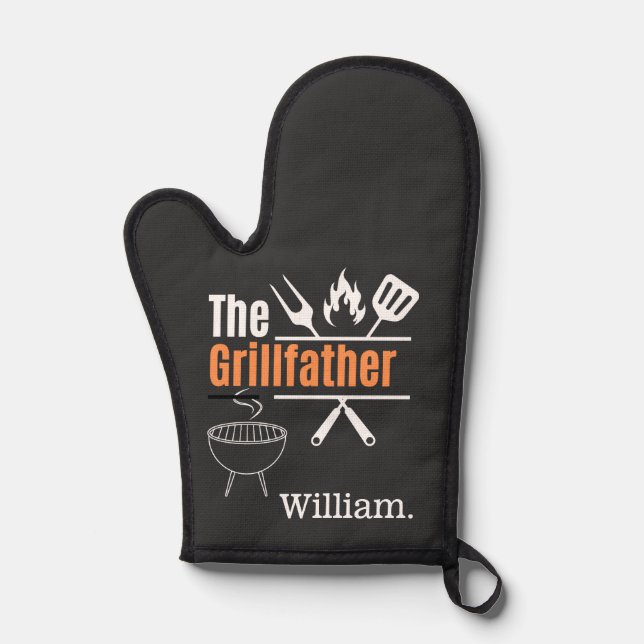 Personalized The Grill Father Father's Day BBQ  Oven Mitt (Front)