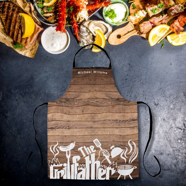 Personalized The Grillfather Rustic Farmhouse Apron (Creator Uploaded)
