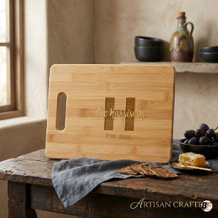Personalized The Harrisons Monogram Bamboo Est.  Engraved Cutting Board