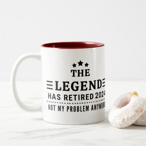 Personalized The Legend has Retired Fun Retirement Two_Tone Coffee Mug
