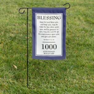 Personalized   THE LORD BLESS YOU   Address Blue Garden Flag
