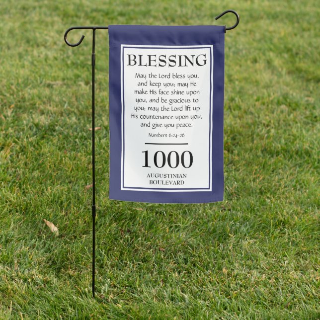 Personalized | THE LORD BLESS YOU | Address Blue Garden Flag (In SItu)