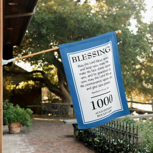 Personalized  THE LORD BLESS YOU  Address Blue House Flag