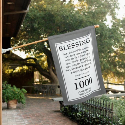 Personalized  THE LORD BLESS YOU  Address Gray House Flag
