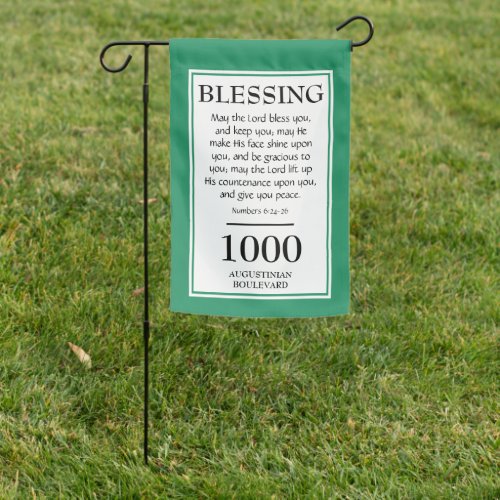 Personalized  THE LORD BLESS YOU  Address Green Garden Flag