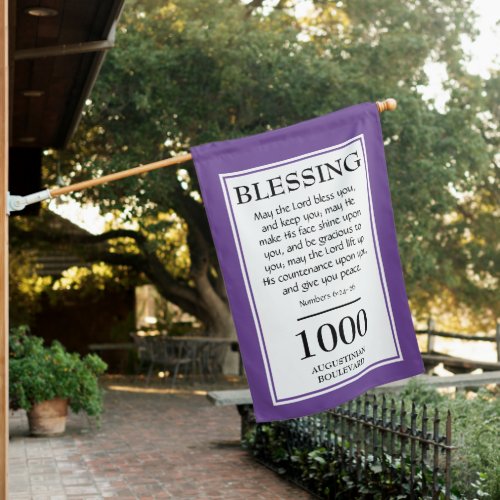 Personalized  THE LORD BLESS YOU  Address Mauve House Flag