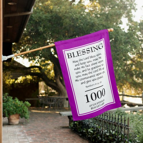 Personalized  THE LORD BLESS YOU  Address Pink House Flag