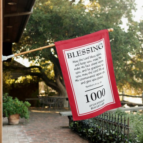 Personalized  THE LORD BLESS YOU  Address Red House Flag
